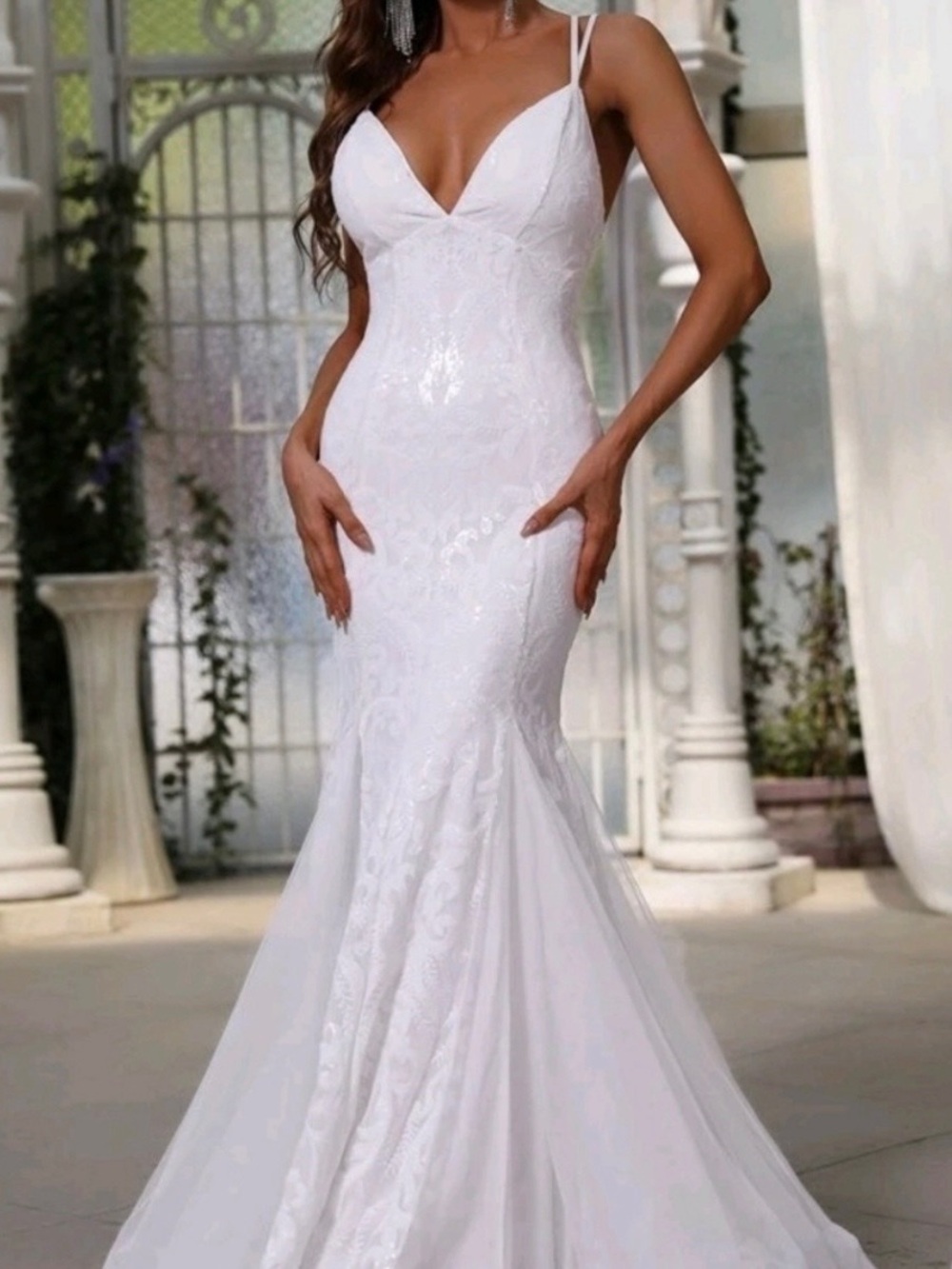 Wedding Mermaid Dress with Spaghetti Straps